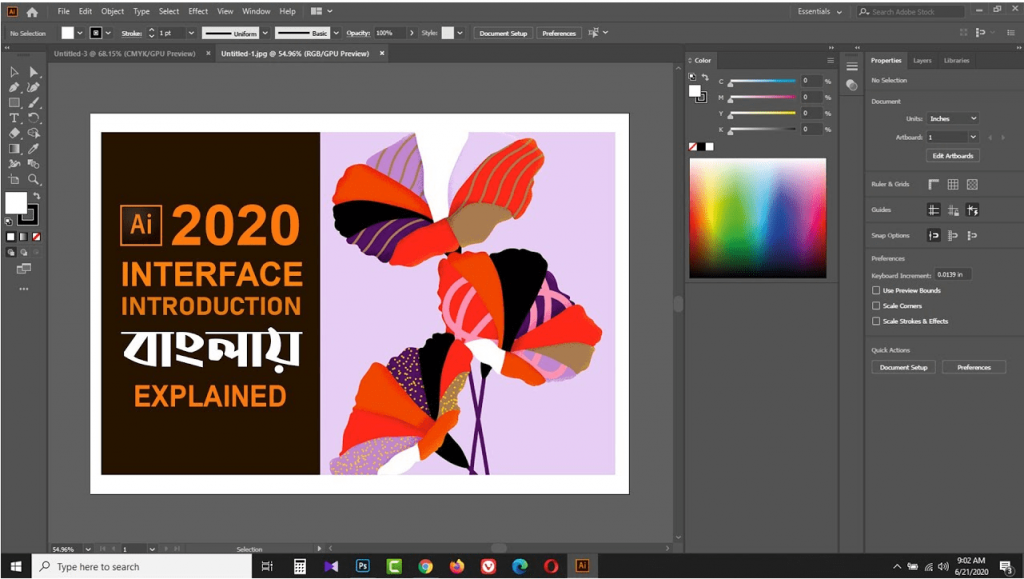 Giao diện làm việc Adobe Illustrator CC 2020