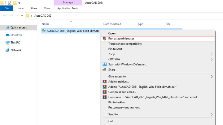 Chạy file cài đặt AutoCAD 2021