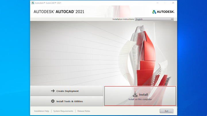 Giao diện cài đặt AutoCAD 2021