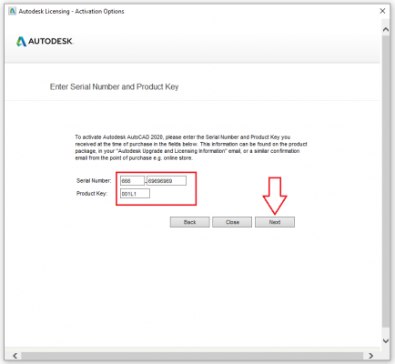 Nhập thông tin Serial Number và Product Key