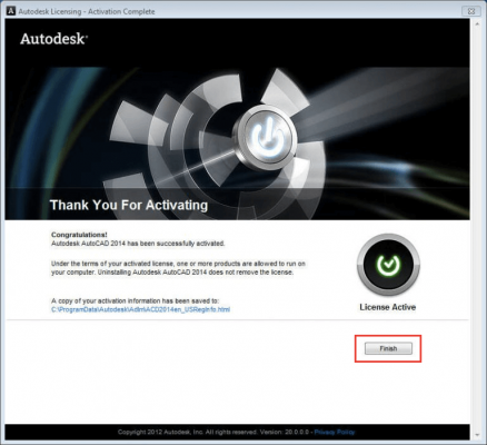 Kích hoạt thành công AutoCAD 2014
