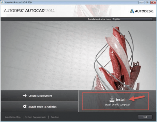Nhấn Install AutoCAD 2014