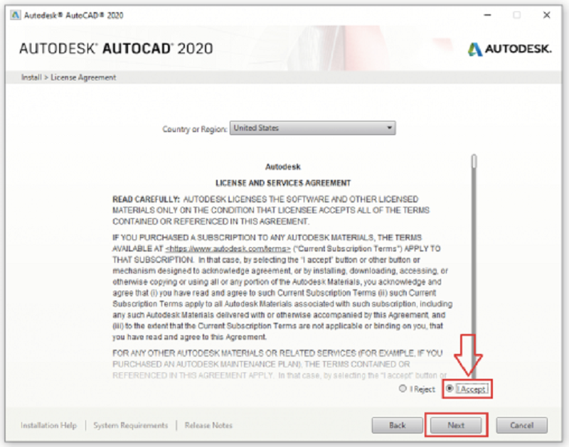 Cài đặt AutoCAD 2018 Bước 4