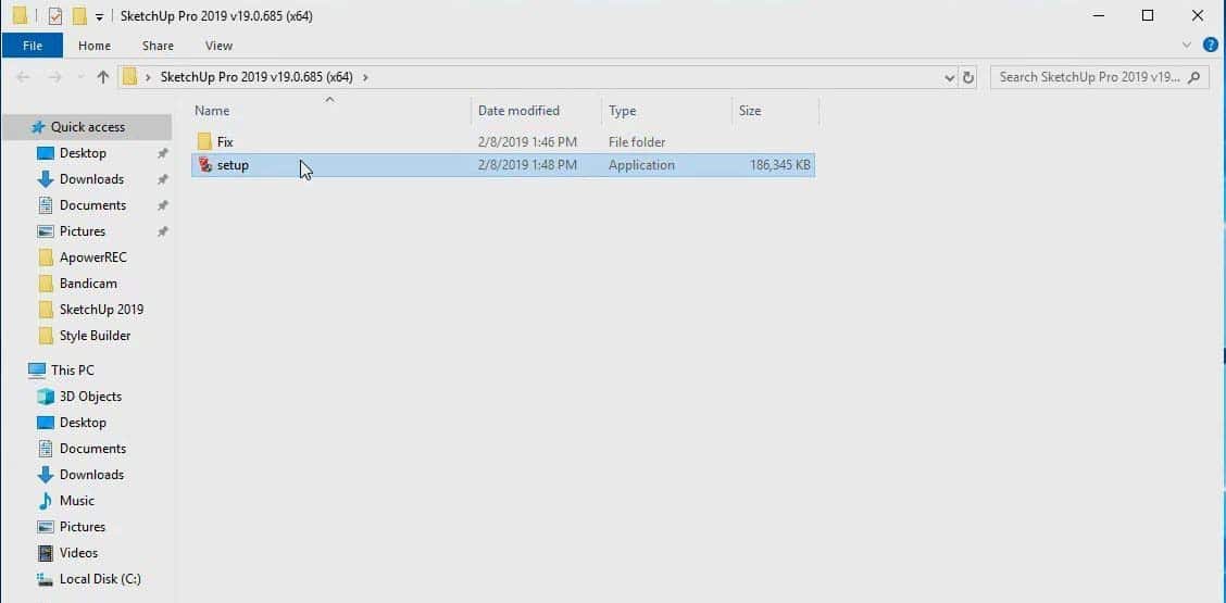 Chạy file Setup SketchUp 2022