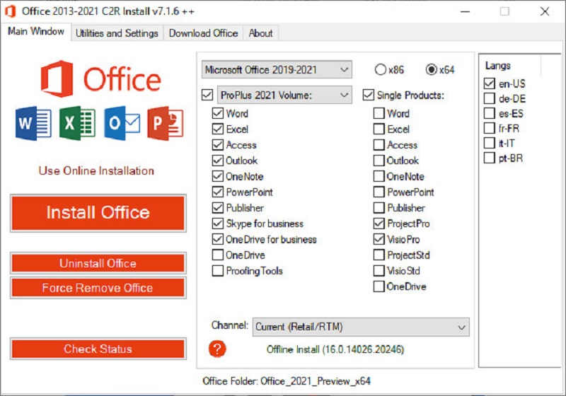 Chọn các thành phần Office 2021 để cài đặt