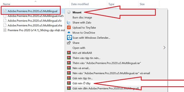 Bước 2 Mount file ISO cài đặt Premiere Pro 2020