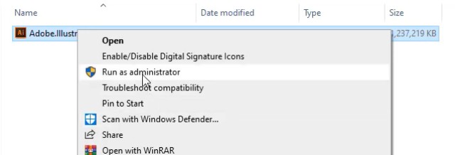 Chạy file Setup với quyền Admin
