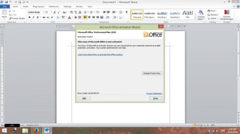 Lỗi Product Activation Failed