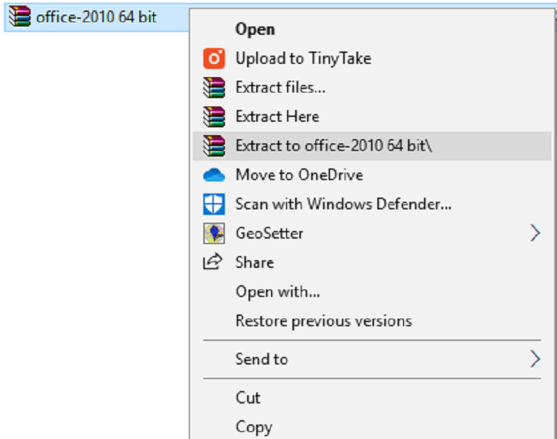 Giải nén file bộ cài Office 2010