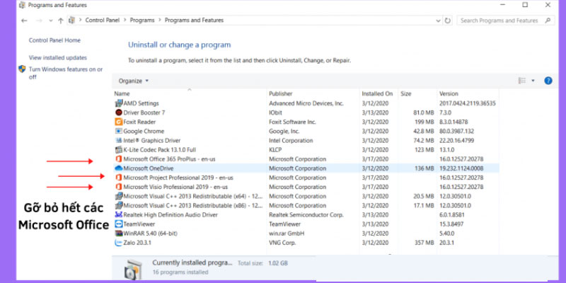 Chuột phải chọn Uninstall
