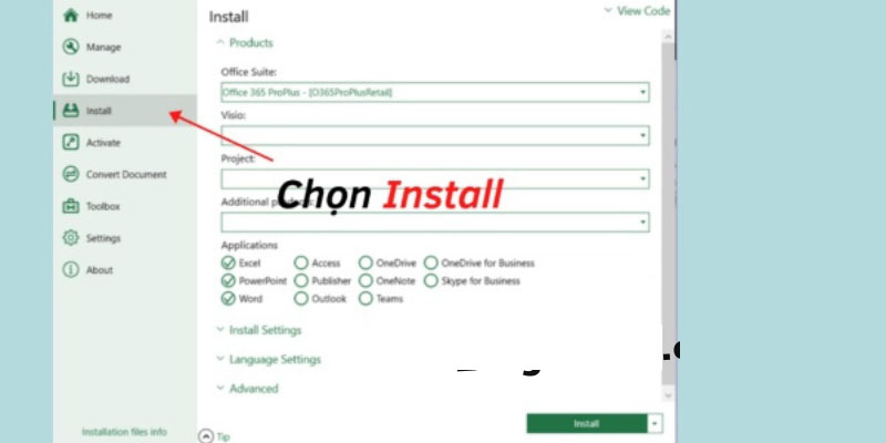 Tùy chọn ứng dụng trong Office Tool Plus