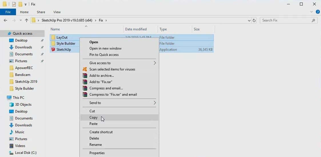 Copy file kích hoạt Sketchup 2021