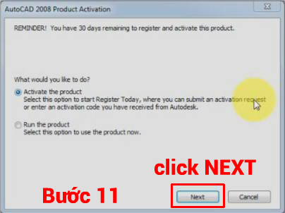Bấm Next để chuyển tiếp