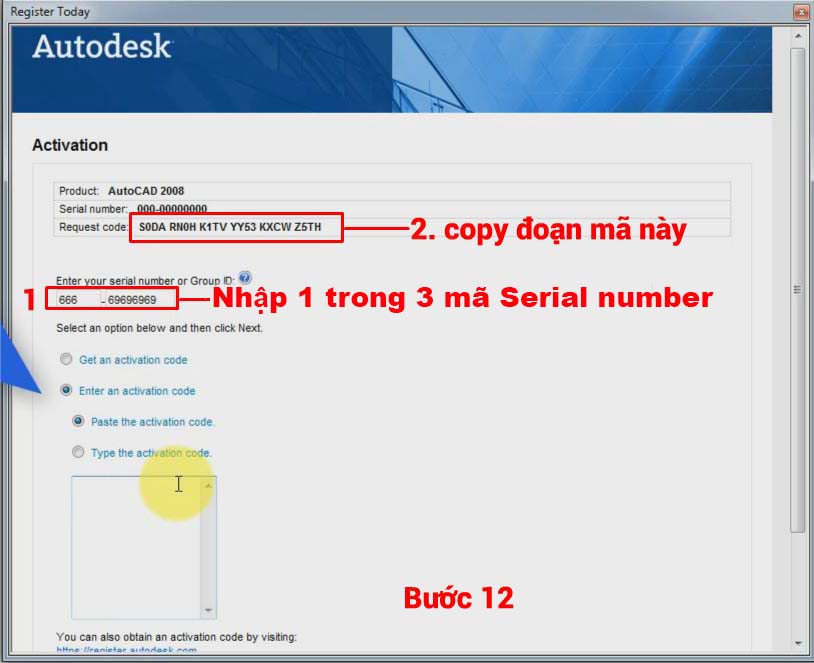 Nhập số Serial Number