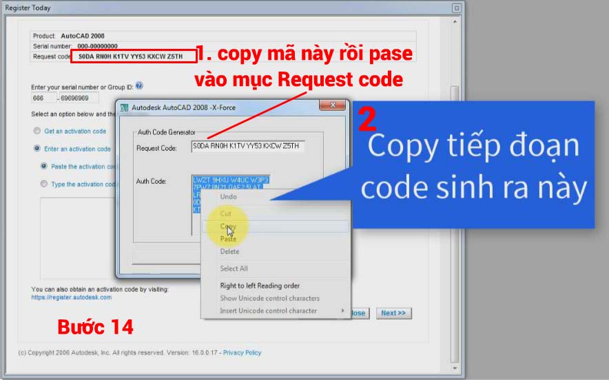 Nhập Request Code vào Keygen