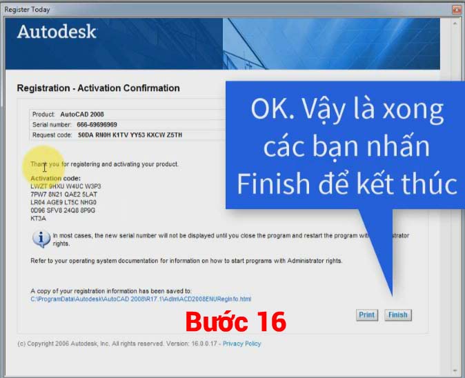 Kích hoạt thành công AutoCAD 2008