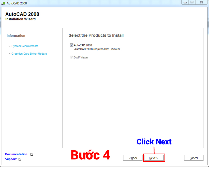 Chấp nhận điều khoản AutoCAD 2008