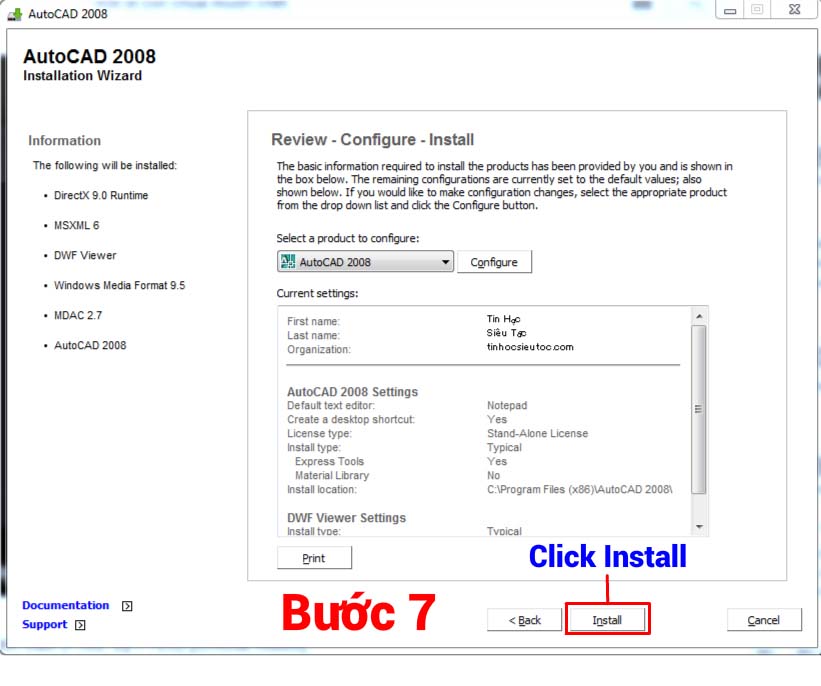 Nhấn Install bắt đầu cài đặt