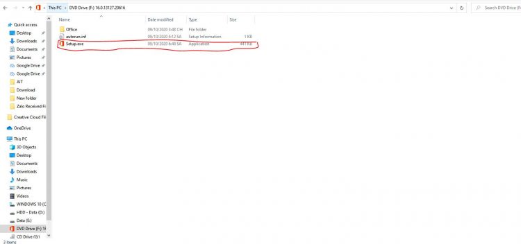 Chạy file Setup
