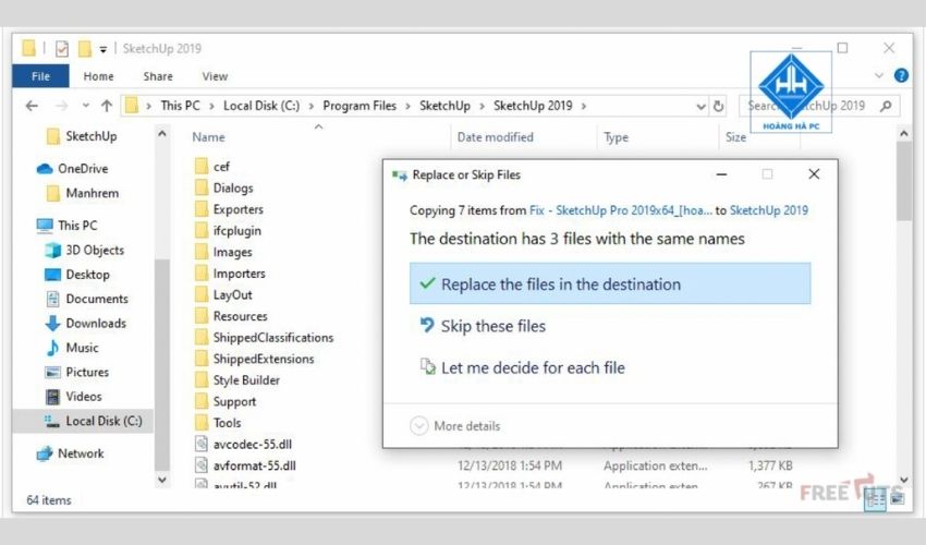Dán đè các file kích hoạt vào thư mục phần mềm
