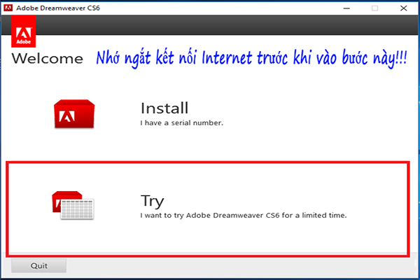 Chạy file setup Adobe Dreamweaver CS6