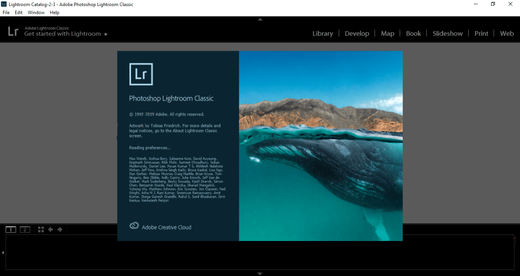 Giao diện phần mềm Lightroom 2021 sau khi cài xong