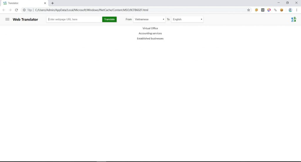 Giao diện Microsoft Translator