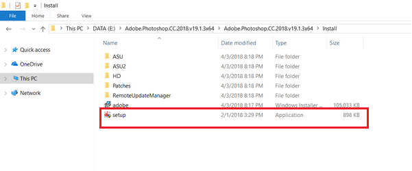 Chạy file Setup Photoshop 2018