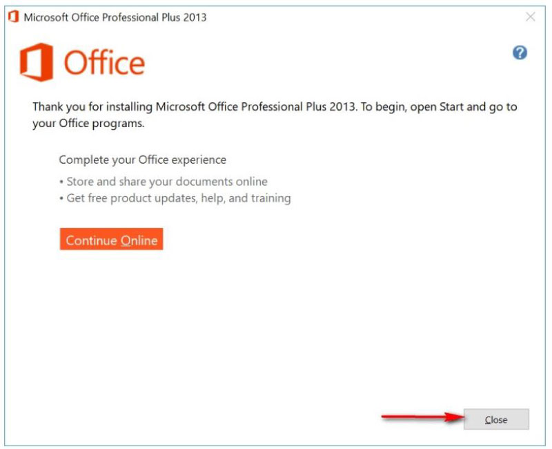 Hoàn tất cài đặt Office 2013