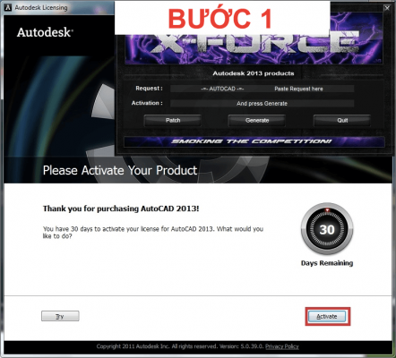 Nhấn Activate AutoCAD 2013