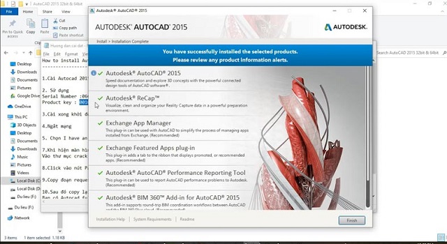 Hoàn tất cài đặt AutoCAD 2015