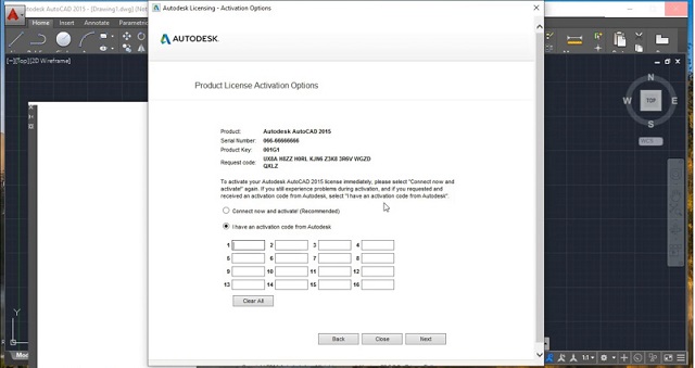 Chọn I have an activation code from Autodesk