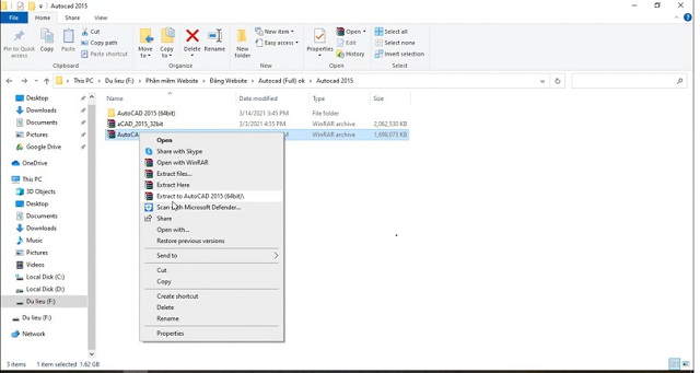 Giải nén file cài đặt AutoCAD 2015