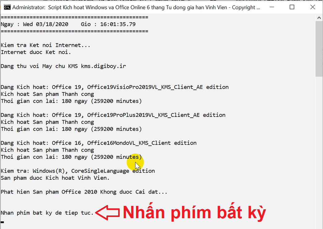 Kích hoạt thành công