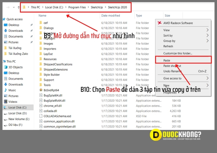 Dán file vào thư mục cài đặt