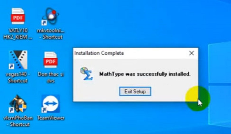 Hoàn tất cài đặt MathType