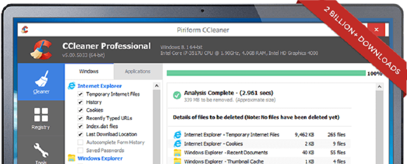 Giao diện dọn dẹp và bảo mật của CCleaner