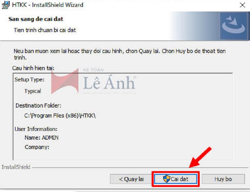 Tiến trình cài đặt HTKK