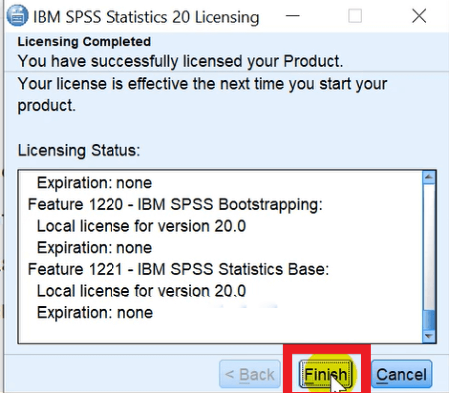 Hoàn tất quá trình tải SPSS 20