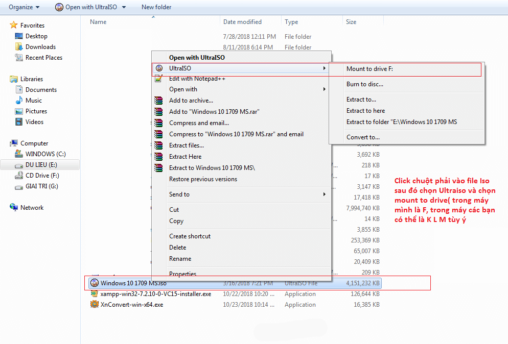 Mount file ISO vào ổ đĩa ảo