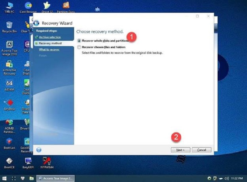 Lựa chọn Recover Whole Disk and Partition