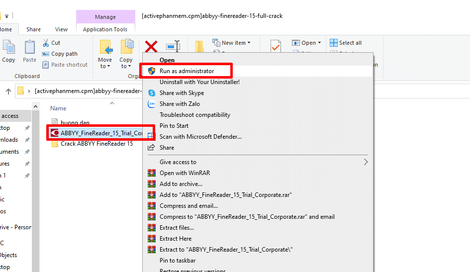 Khởi động file cài đặt ABBYY FineReader 15