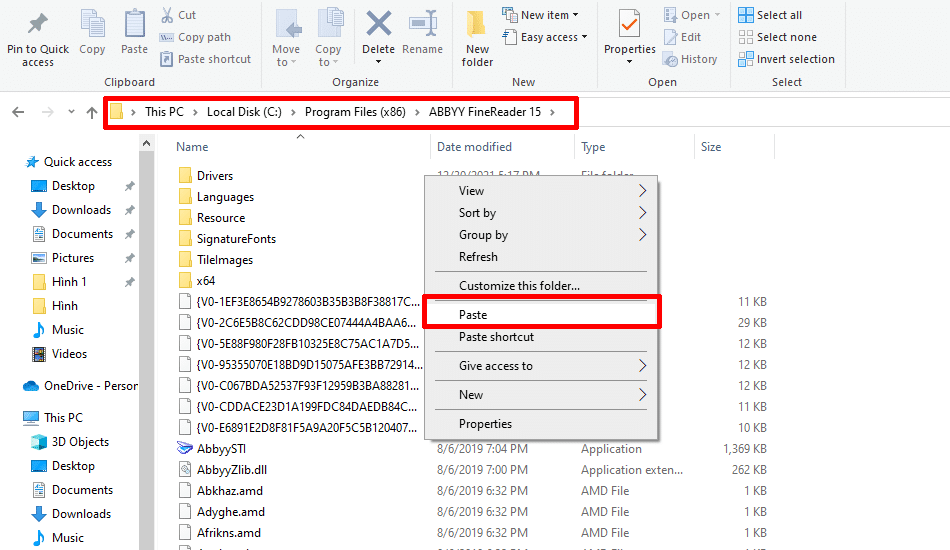 Dán file vào thư mục cài đặt gốc