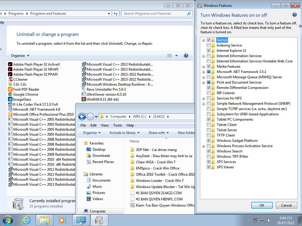Danh sách phần mềm cài sẵn trong Ghost Win 7 v5