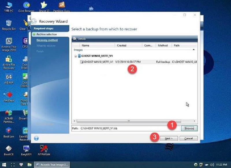 Chọn nơi lưu file ghost