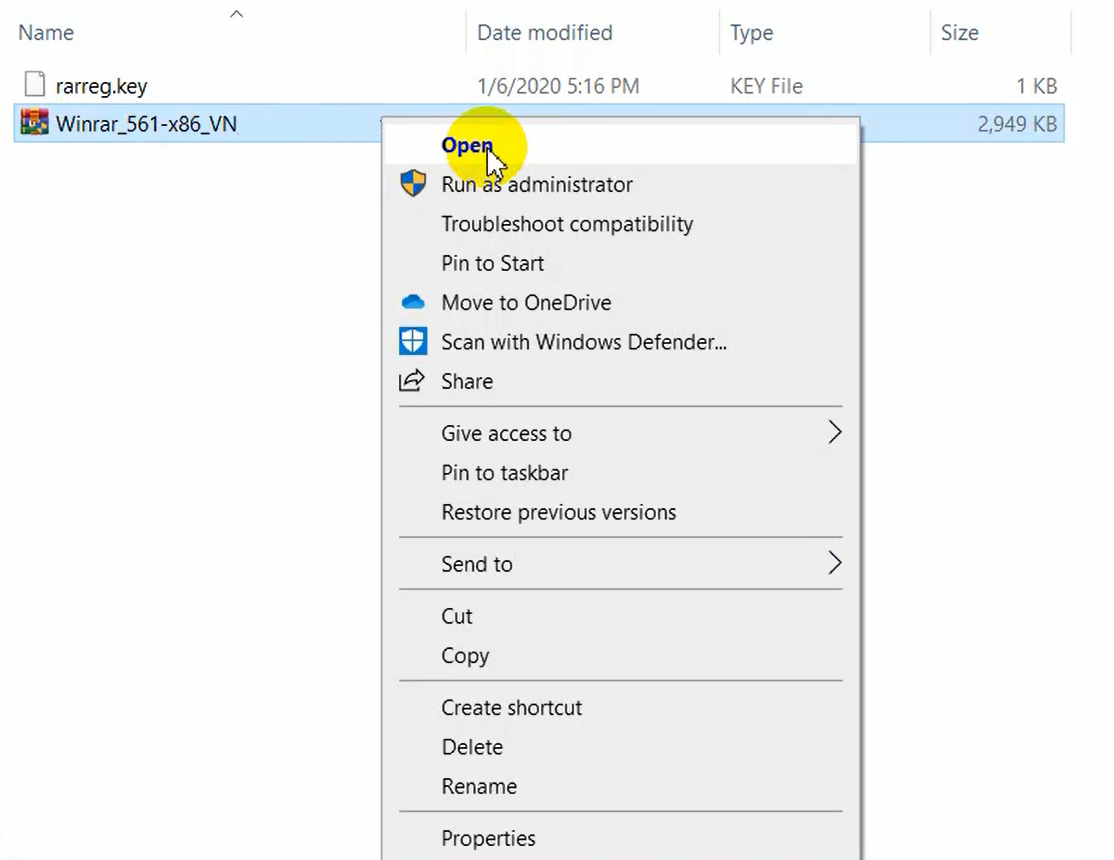 Nhấp chọn Cài đặt WinRAR