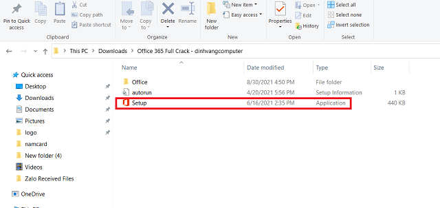 Chạy Setup với quyền Admin