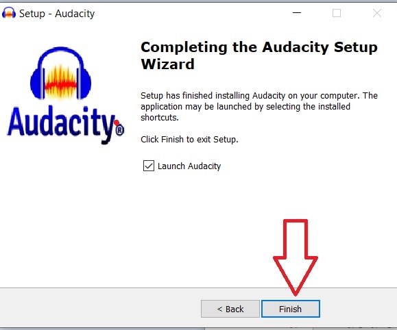 Hoàn thành cài đặt Audacity