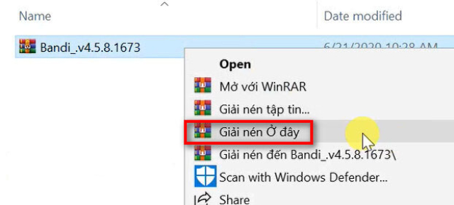 Giải nén file phần mềm Bandicam