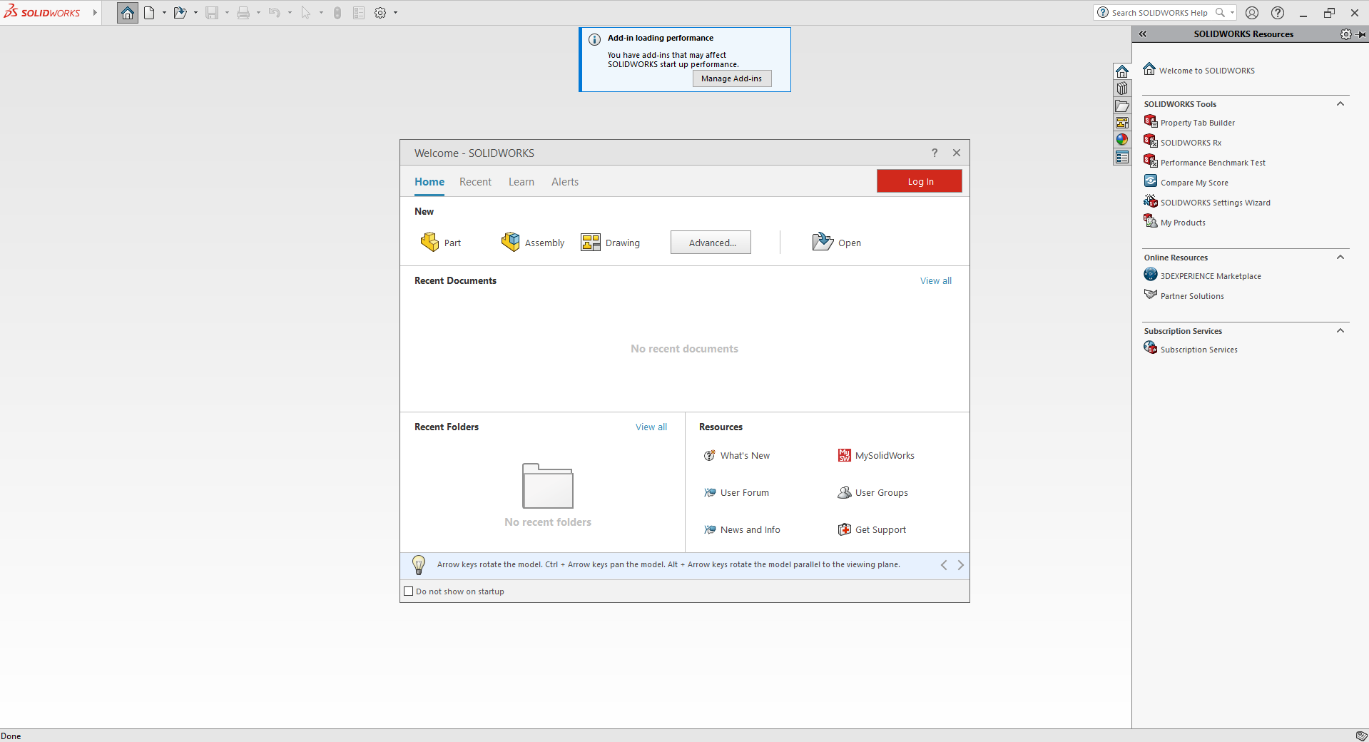 Giao diện làm việc hoàn tất SolidWorks 2024